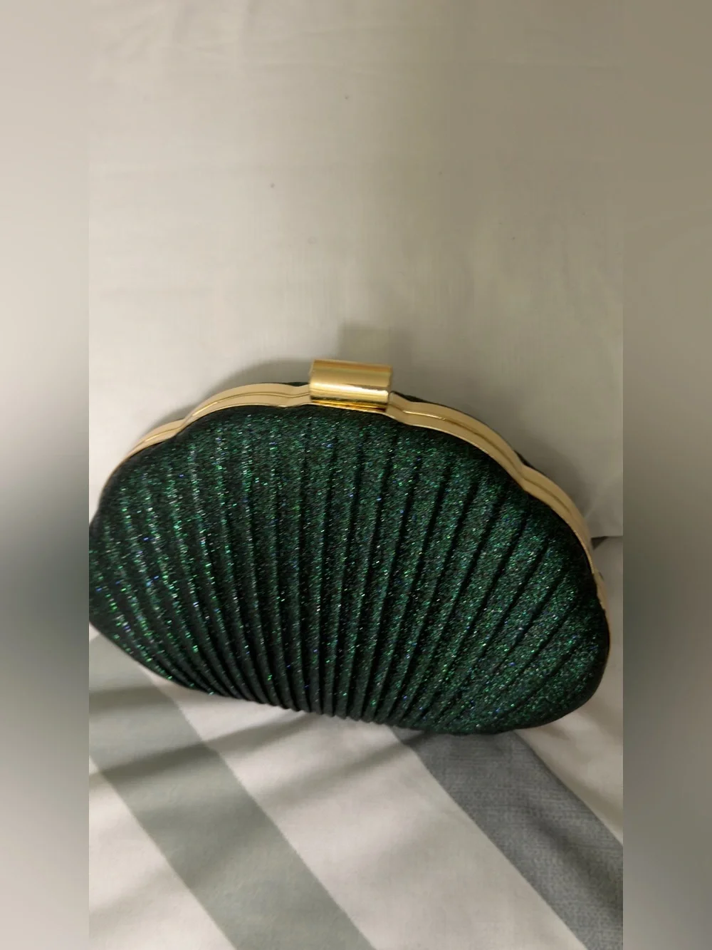 Teal Shimmer Shell Clutch